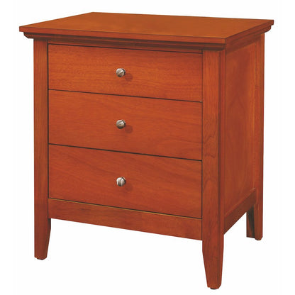 Traditional 3 Drawer Nightstand Wooden Bedside Table in Oak Finish