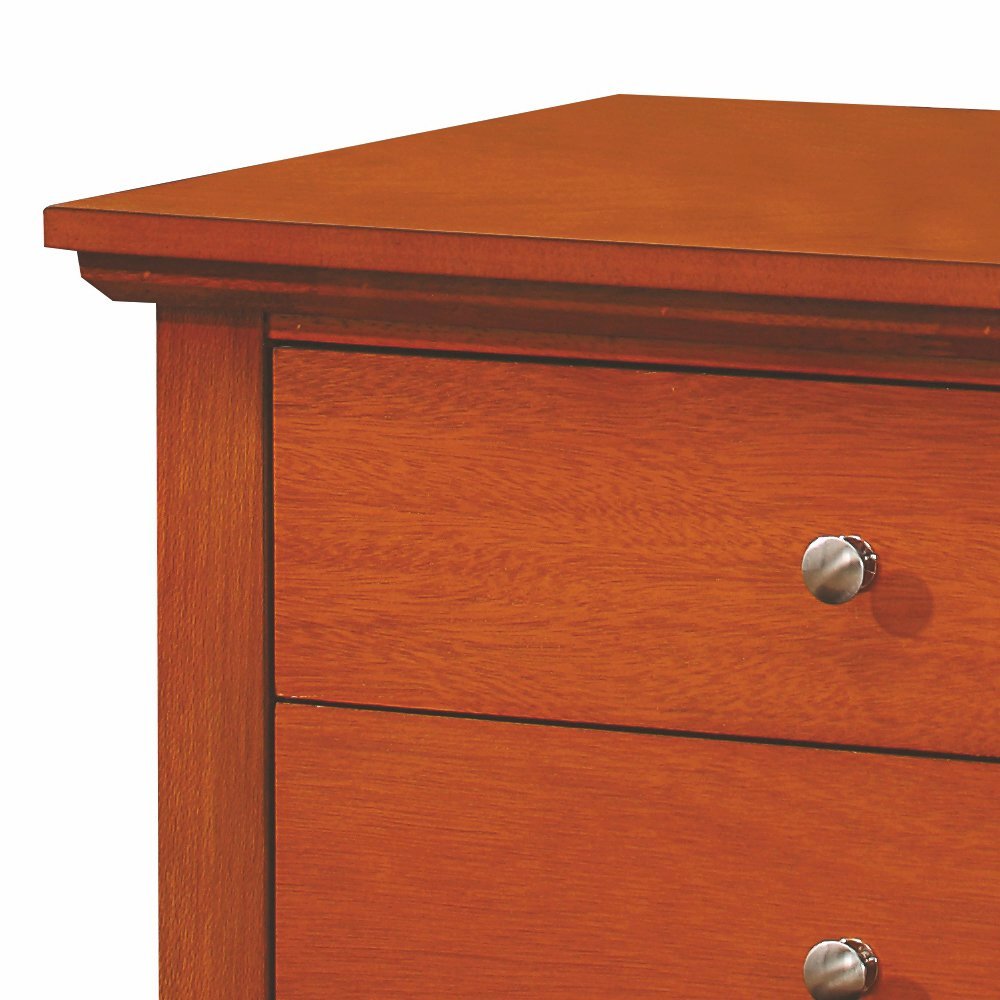 Traditional 3 Drawer Nightstand Wooden Bedside Table in Oak Finish