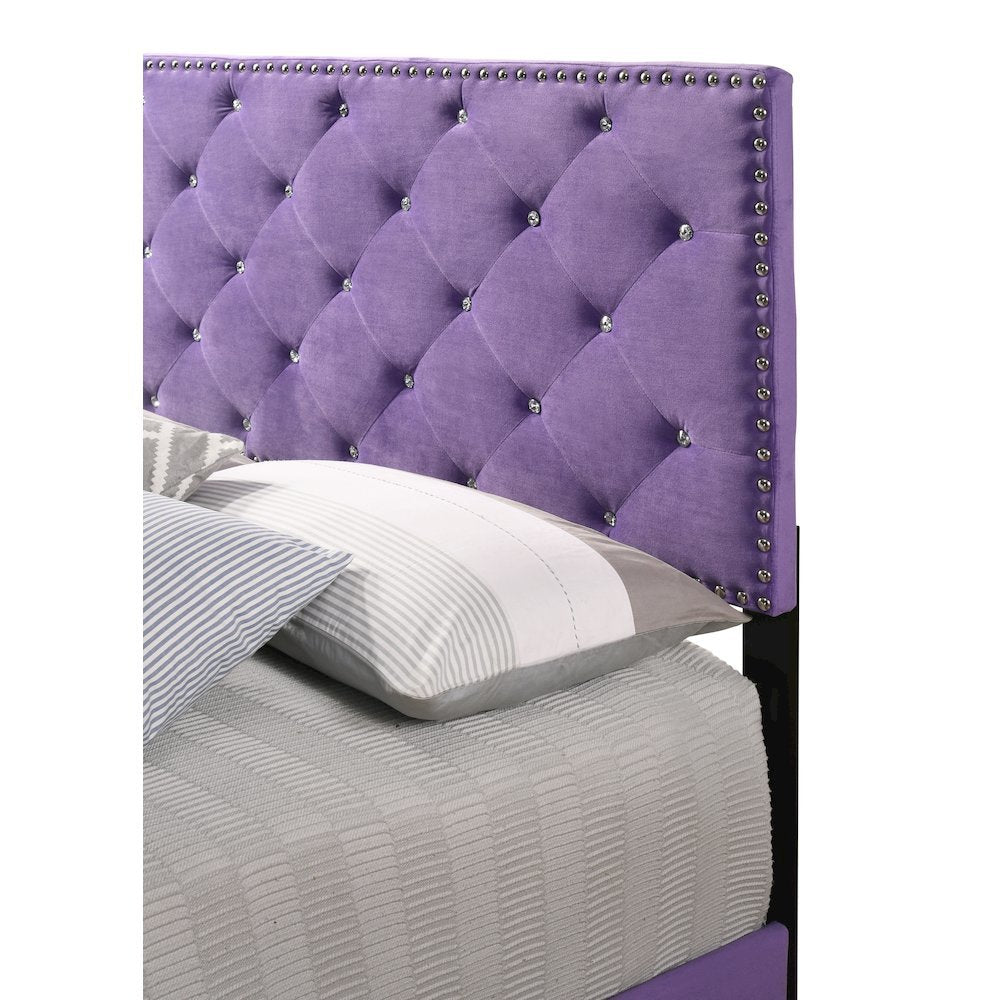 Elegant Purple Full Bed Frame, Kids Full Size Bed with Modern Design