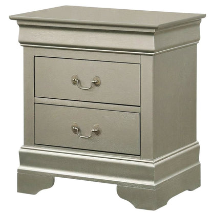 Silver Champagne Nightstand with Traditional Design and Sturdy Construction