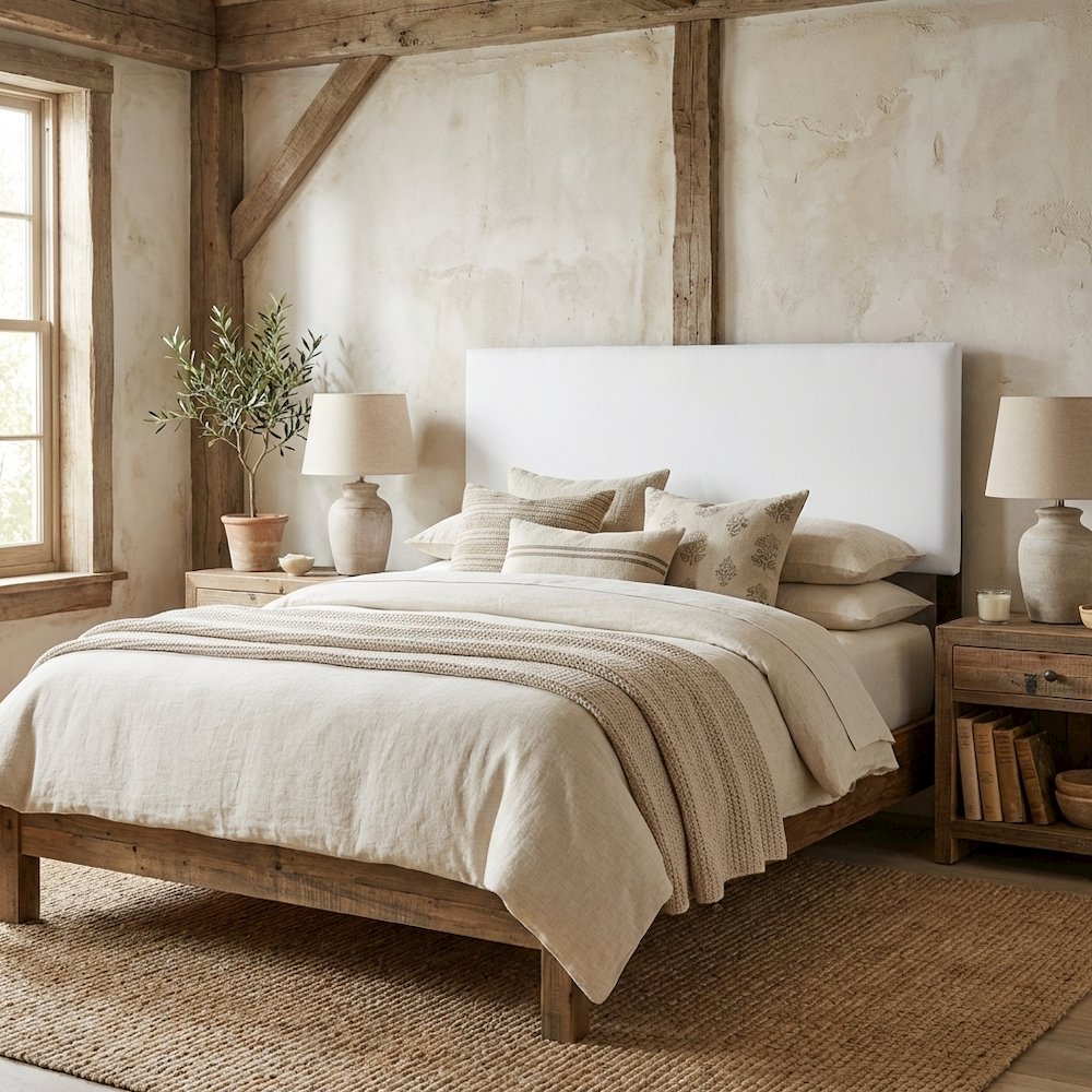 White Full Headboard with Casual Frame Construction and Durable Design