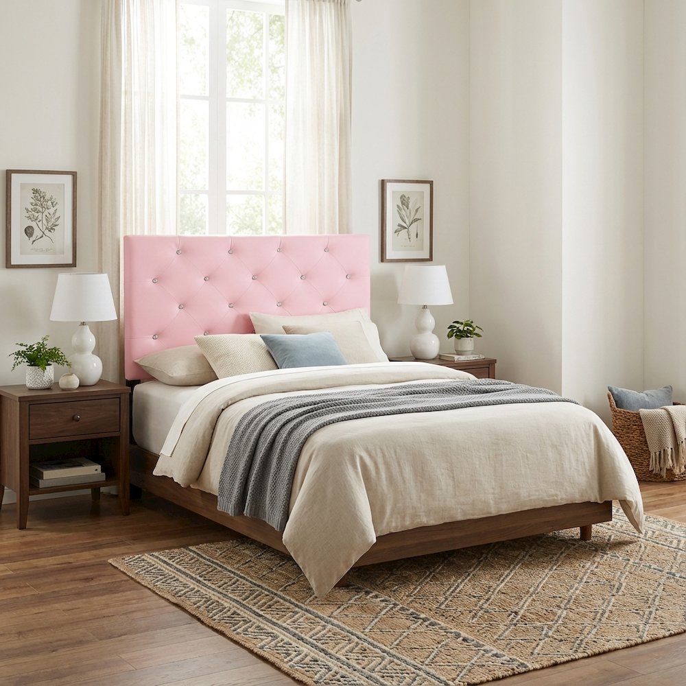 Pink Twin Headboard with Casual Style Frame Construction and Durable Design