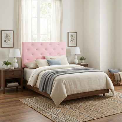 Pink Twin Headboard with Casual Style Frame Construction and Durable Design