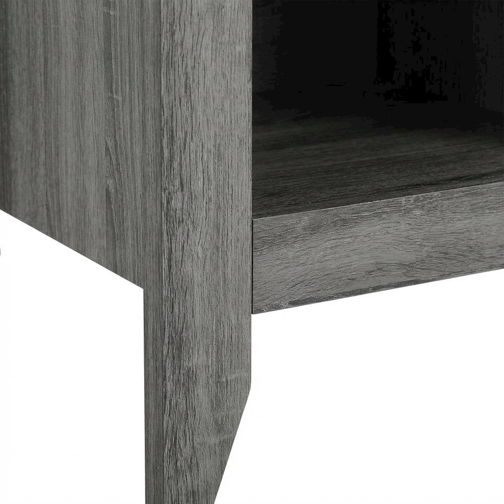 Gray Nightstand with Contemporary Style, Rta Drawer Construction, Metal Glides