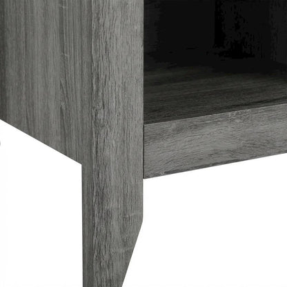 Gray Nightstand with Contemporary Style, Rta Drawer Construction, Metal Glides