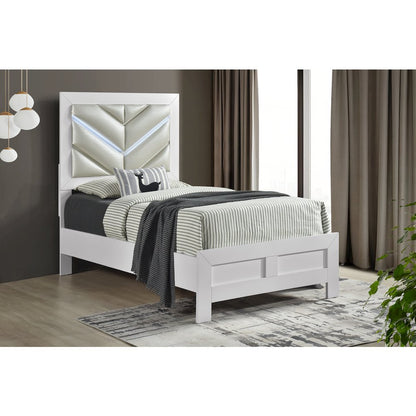 Glory Furniture Moreland Twin Bed, Sparkling White