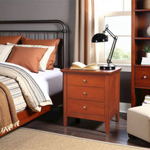 Traditional 3 Drawer Nightstand Wooden Bedside Table in Oak Finish