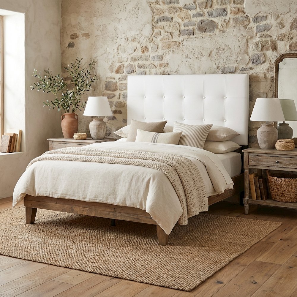 White Twin Headboard with Casual Style Frame Construction and Durable Build