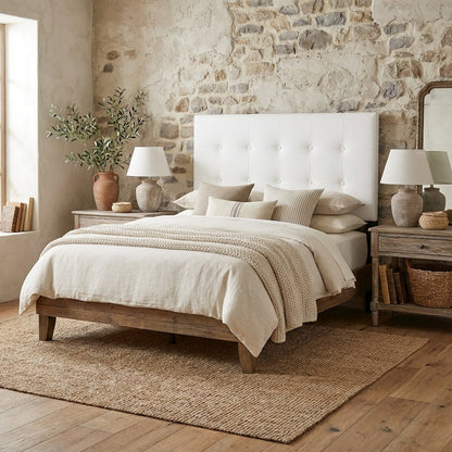 White Twin Headboard with Casual Style Frame Construction and Durable Build