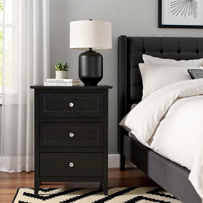 Nightstand with 3 Storage Drawers for Bedroom Organization