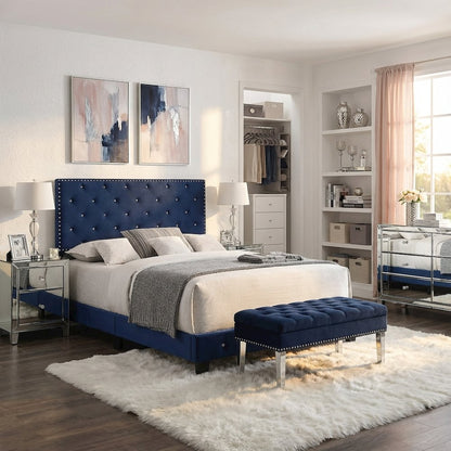 Glory Furniture Suffolk Queen Bed in Navy Blue Color