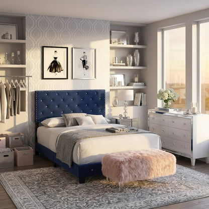 Glory Furniture Suffolk Queen Bed in Navy Blue Color