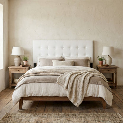 White Full Headboard with Casual Style Frame Construction and Durable Build