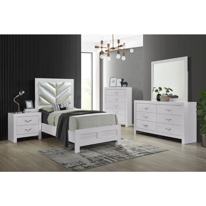 Glory Furniture Moreland Twin Bed, Sparkling White