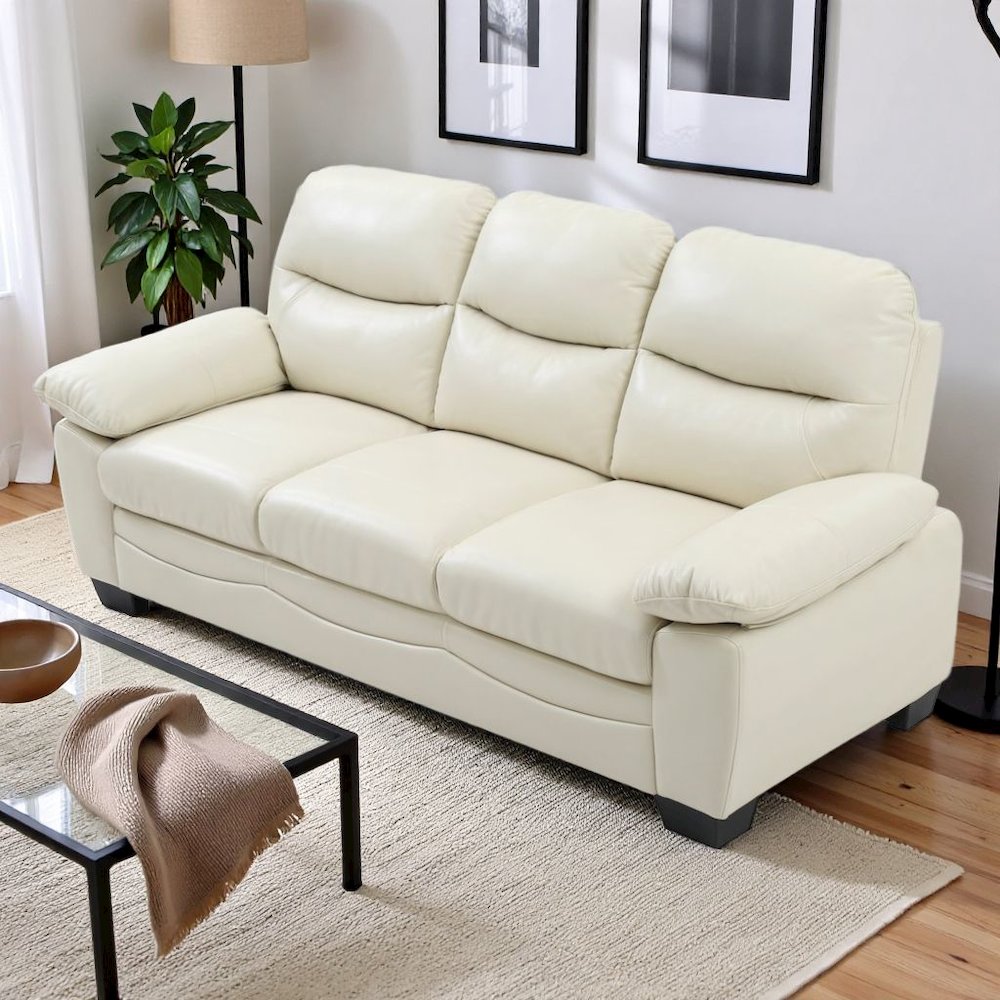 Modern 3 Seater Sofa for Living Room in Pearl Finish With Sleek Frame