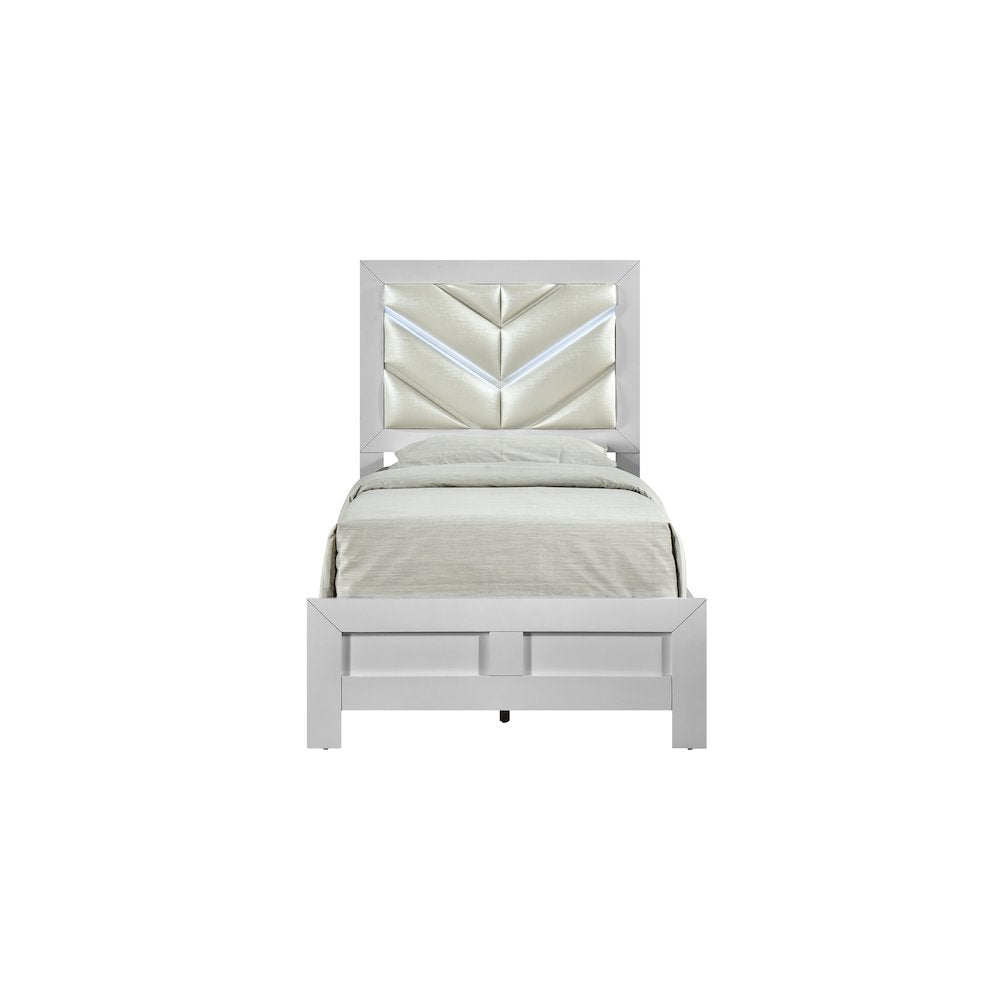 Glory Furniture Moreland Twin Bed, Sparkling White