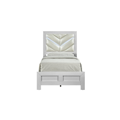 Glory Furniture Moreland Twin Bed, Sparkling White