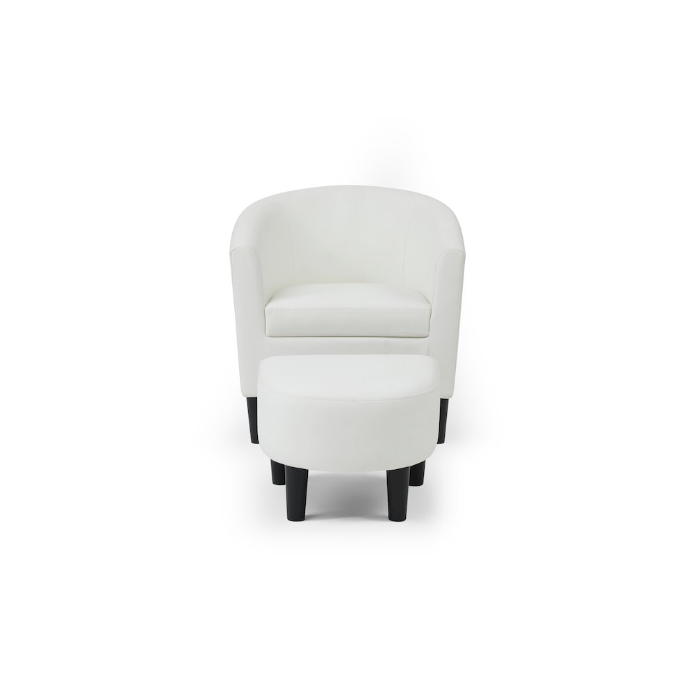 Accent Chair with Ottoman Set, Compact Lounge Chair for Bedroom, White