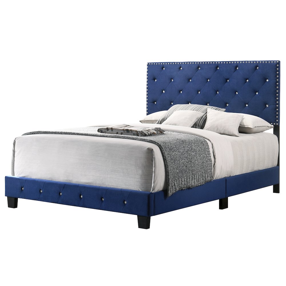 Glory Furniture Suffolk Queen Bed in Navy Blue Color