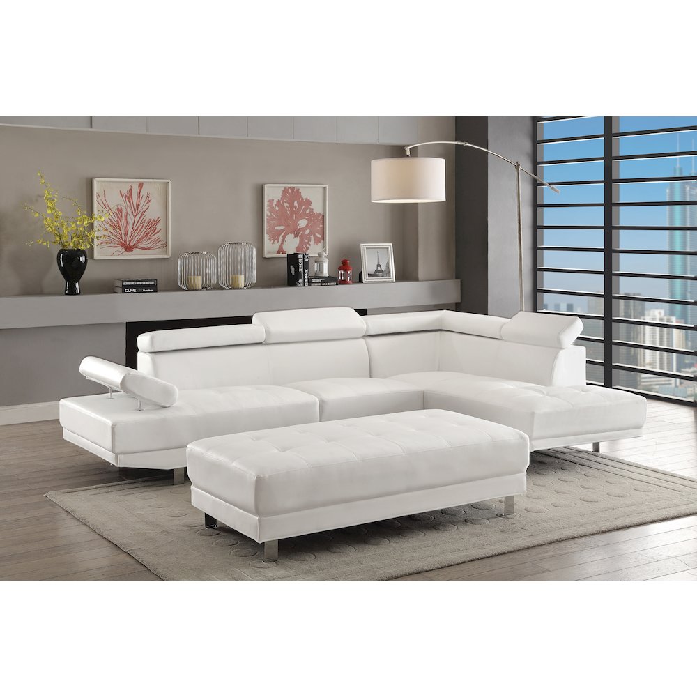 Glory Furniture Riveredge Sectional in White Color