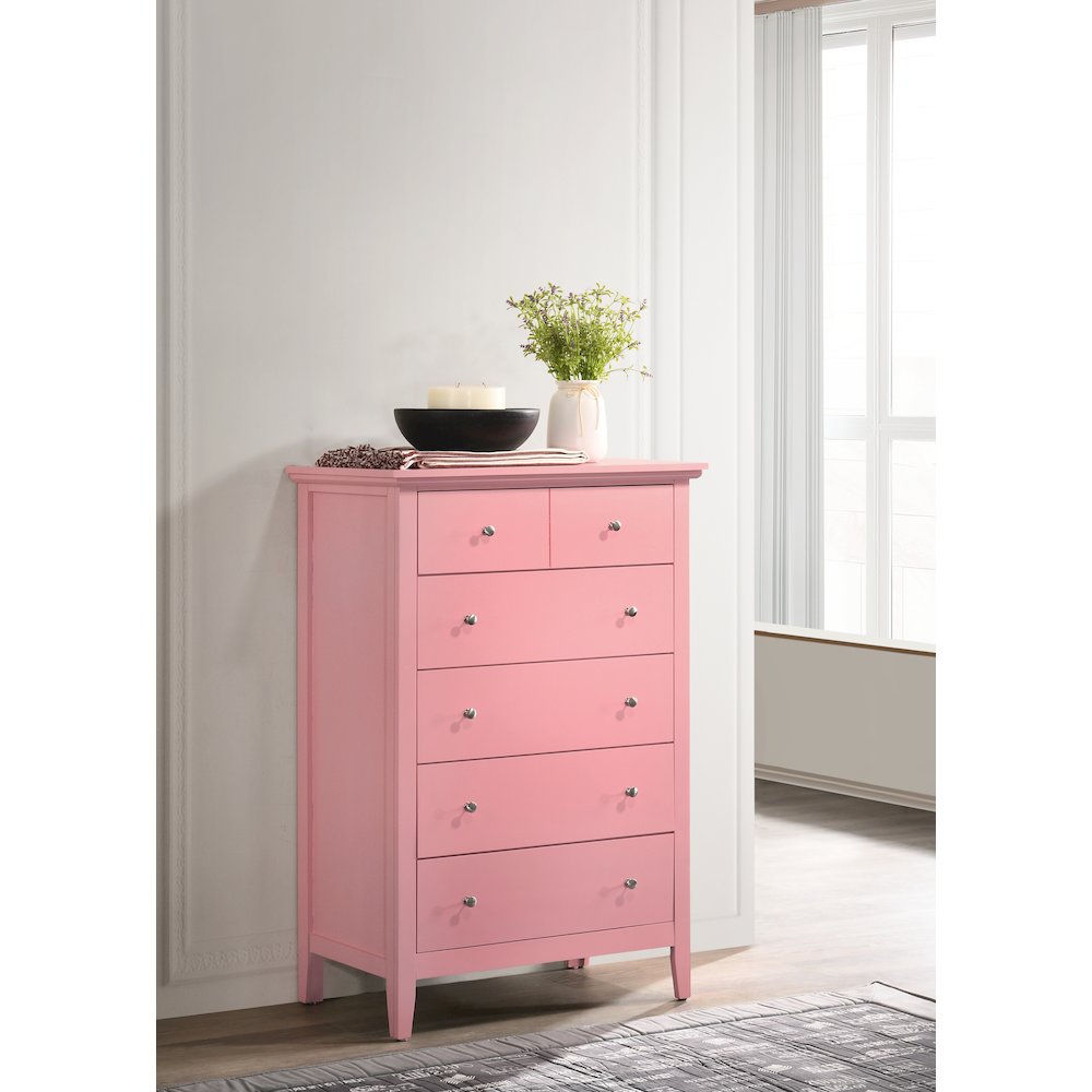 Glory Furniture Hammond Chest in Pink Color
