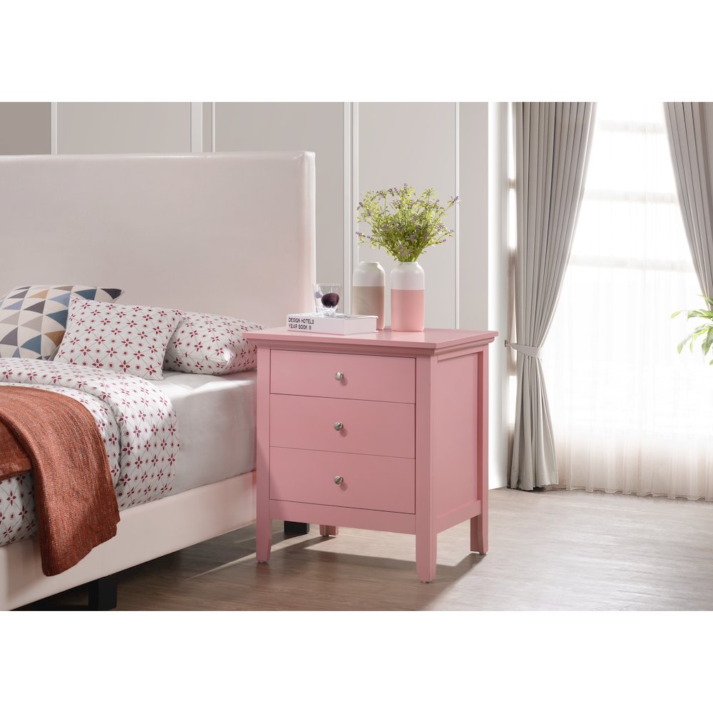 Glory Furniture Hammond Night Stand in Pink Color
