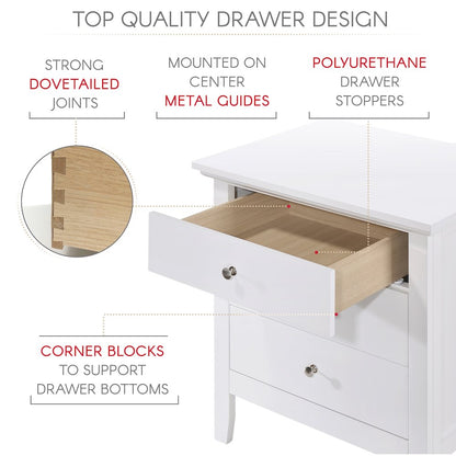 Glory Furniture Hammond   3 Drawer Nightstand, White