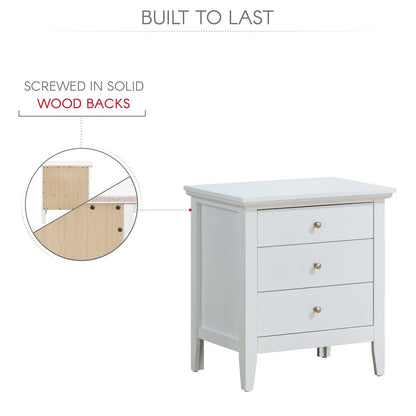Glory Furniture Hammond   3 Drawer Nightstand, White