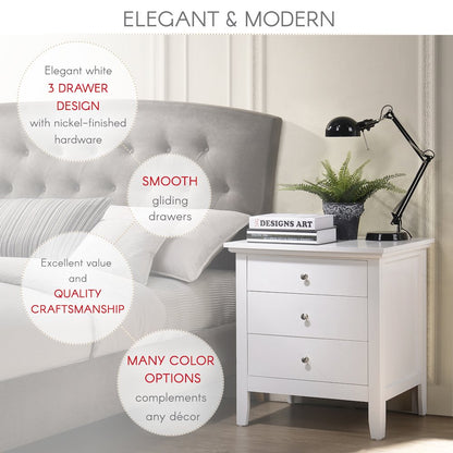 Glory Furniture Hammond   3 Drawer Nightstand, White