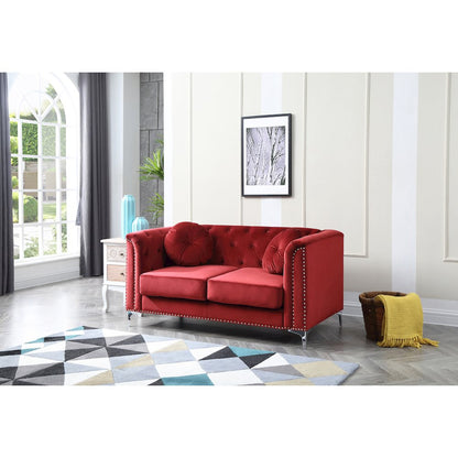 Glory Furniture Pompano Loveseat in Burgundy Color