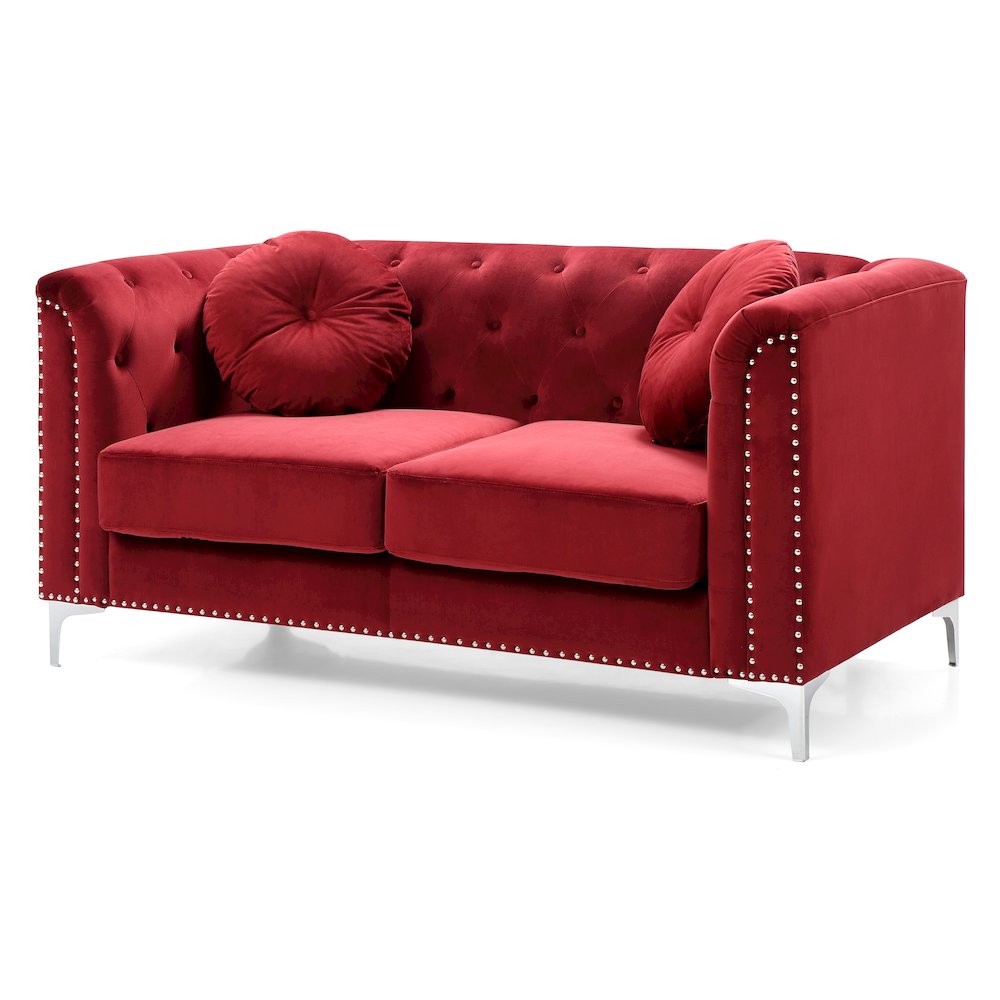 Glory Furniture Pompano Loveseat in Burgundy Color