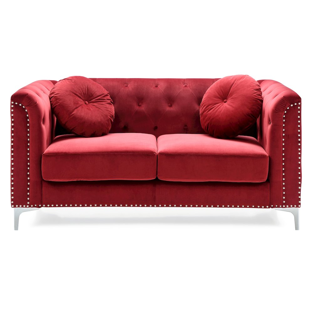 Glory Furniture Pompano Loveseat in Burgundy Color