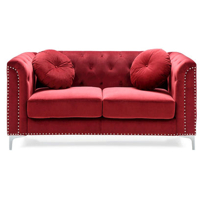 Glory Furniture Pompano Loveseat in Burgundy Color
