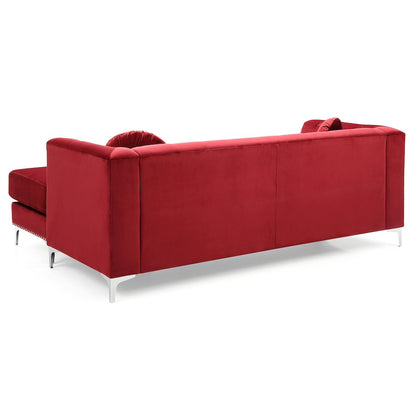 Glory Furniture Pompano Sofa Chaise in Burgundy Color