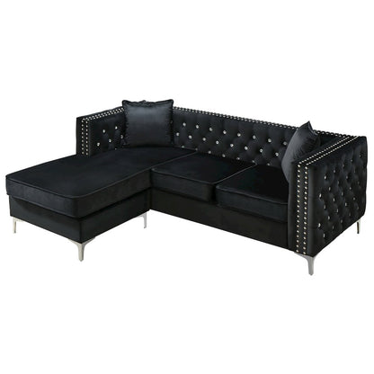 Glory Furniture Paige Sofa Chaise in Black Color