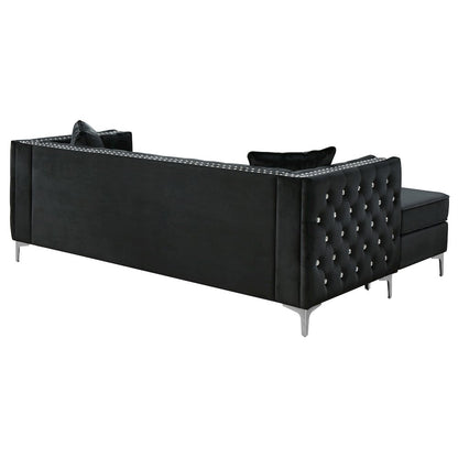 Glory Furniture Paige Sofa Chaise in Black Color