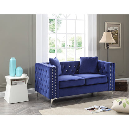 Glory Furniture Paige Loveseat in Blue Color