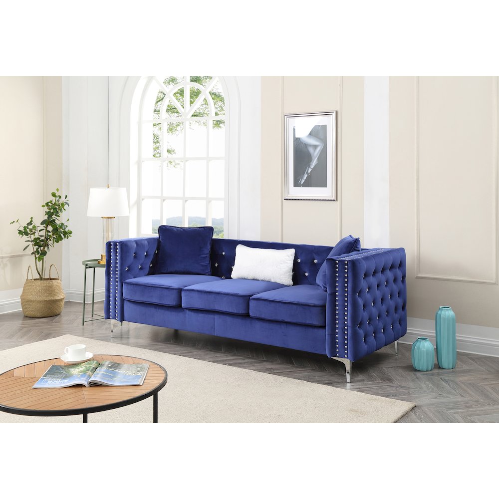Glory Furniture Paige Sofa in Blue Color