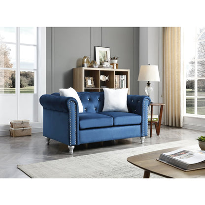 Glory Furniture Raisa Loveseat in Navy Blue Color