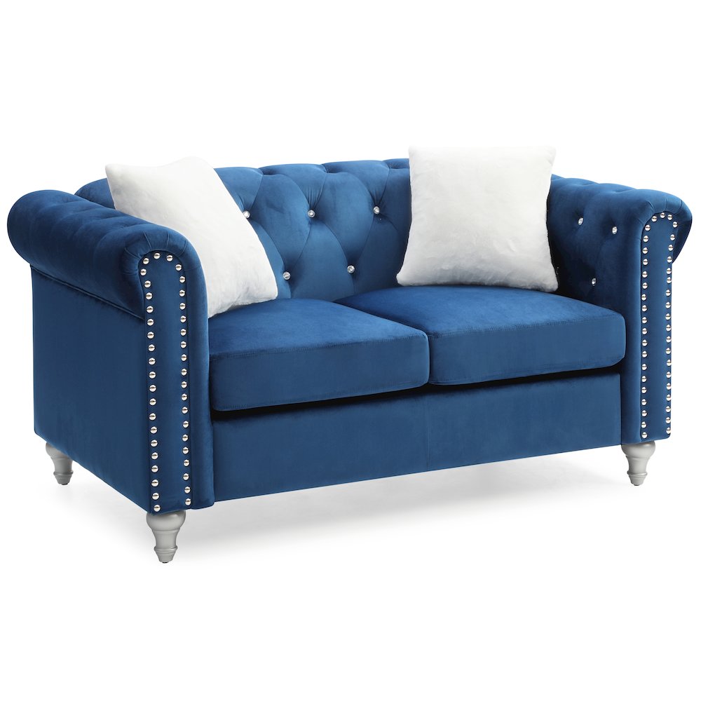 Glory Furniture Raisa Loveseat in Navy Blue Color
