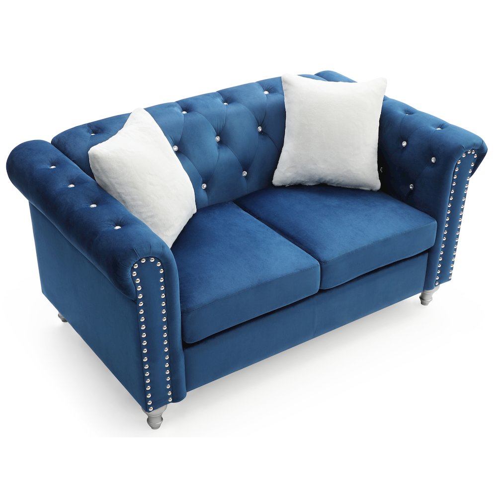 Glory Furniture Raisa Loveseat in Navy Blue Color