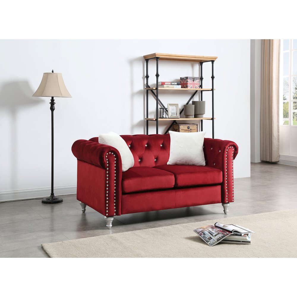 Glory Furniture Raisa Loveseat in Burgundy Color