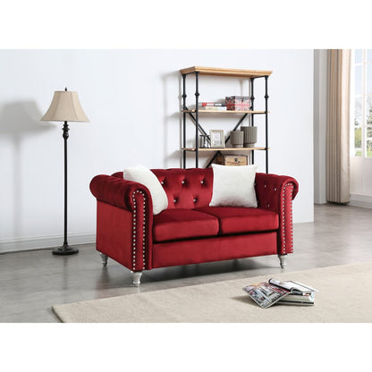 Glory Furniture Raisa Loveseat in Burgundy Color