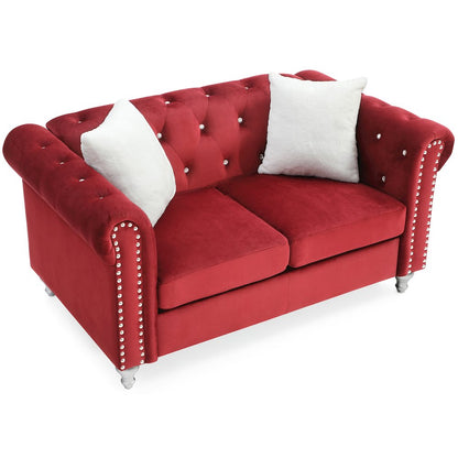 Glory Furniture Raisa Loveseat in Burgundy Color