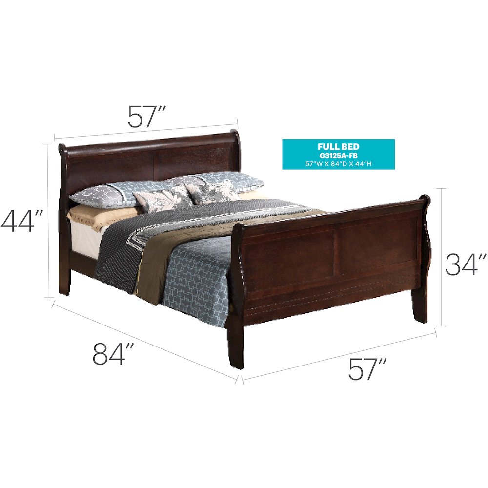 Glory Furniture Louis Phillipe   Full Bed, Cappuccino