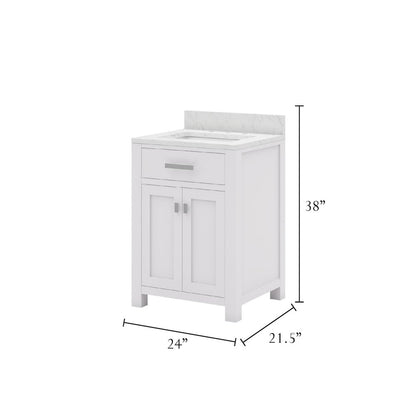 24 Inch Pure White Single Sink Bathroom Vanity
