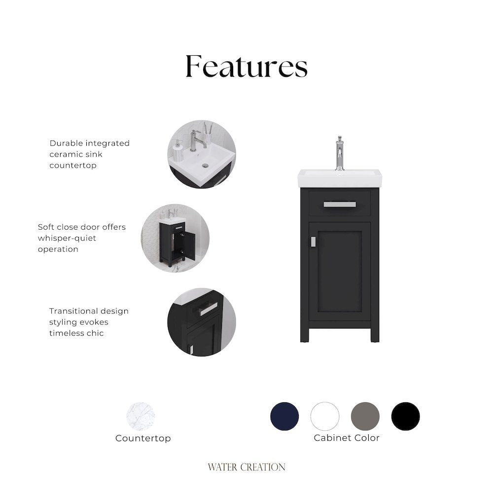Mia 18 In. Integrated Ceramic Sink Top Vanity in Espresso