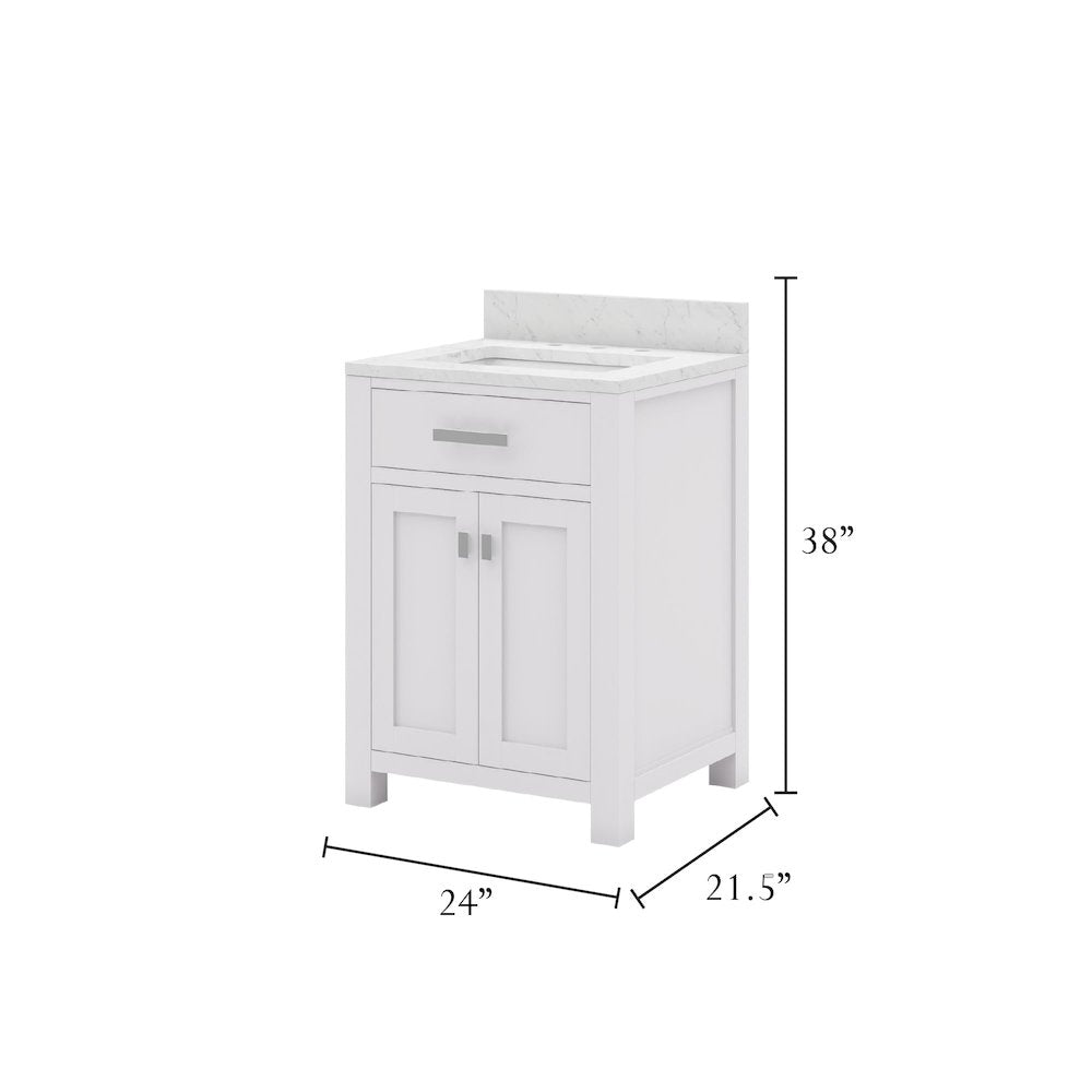24 Inch Pure White Single Sink Bathroom Vanity