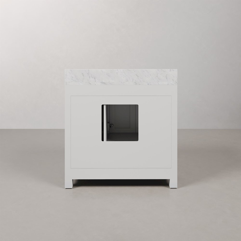 Madison 36 In. Single Sink Carrara White Marble Countertop Bath Vanity
