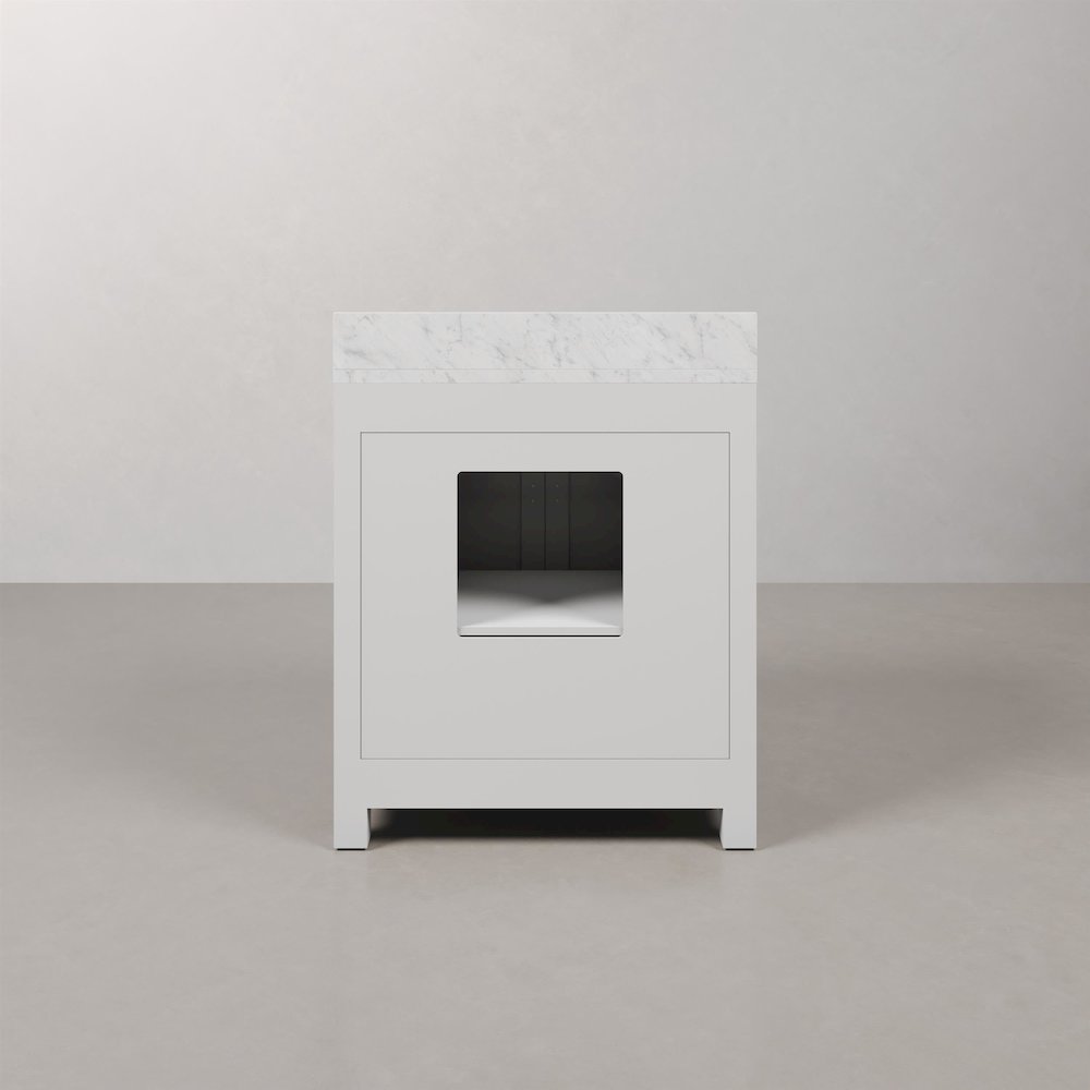 Madison 30 In. Single Sink Carrara White Marble Countertop Bath Vanity